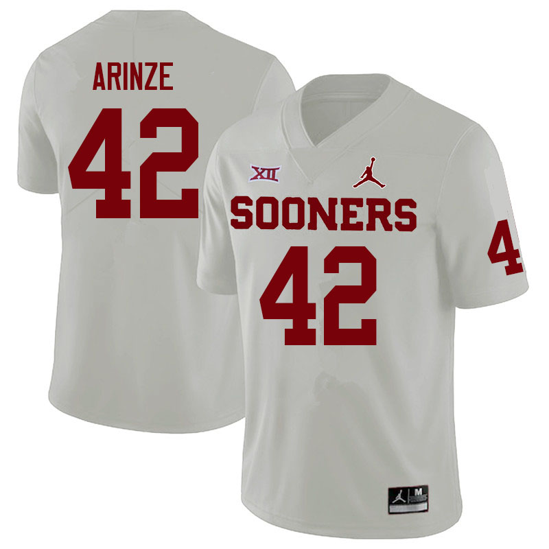Youth #42 Noah Arinze Oklahoma Sooners College Football Jerseys Sale-White - Click Image to Close